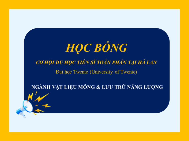 CƠ HỘI DU HỌC TIẾN SĨ TOÀN PHẦN TẠI HÀ LAN 
