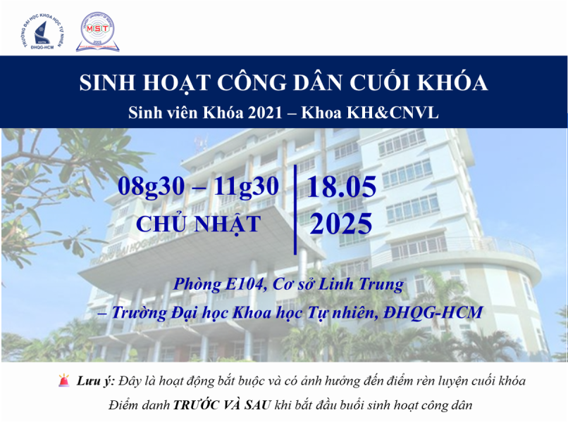 [THÔNG BÁO] BUỔI SINH HOẠT CÔNG DÂN CUỐI KHÓA
