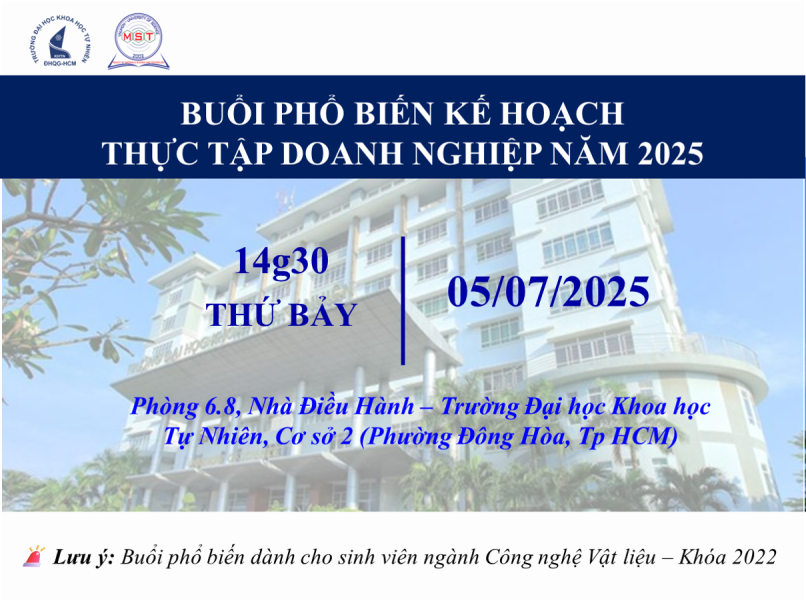  THÔNG BÁO VỀ BUỔI PHỔ BIẾN KẾ HOẠCH THỰC TẬP DOANH NGHIỆP NĂM 2025