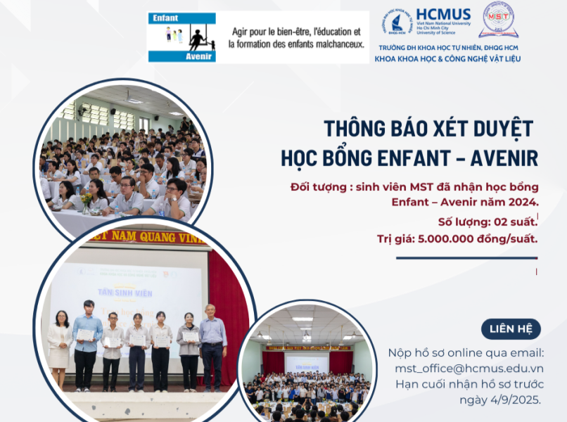 Thông báo xét duyệt học bổng Enfant – Avenir cho sinh viên đã nhận học bổng năm 2024 