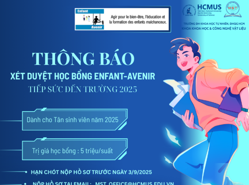 THÔNG BÁO XÉT DUYỆT HỌC BỔNG ENFANT – AVENIR DÀNH CHO TÂN SINH VIÊN MST