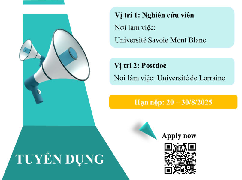 TUYỂN DỤNG NGHIÊN CỨU TẠI PHÁP