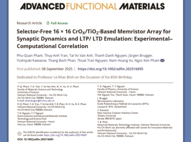BƯỚC TIẾN MỚI CỦA KHOA KH&CN VẬT LIỆU, ĐHQG-HCM TRÊN ADVANCED FUNCTIONAL MATERIALS