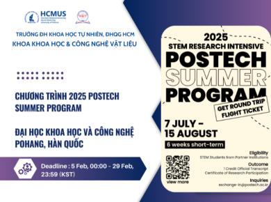 Chương trình 2025 POSTECH Summer Program Đại học Pohang, Hàn Quốc