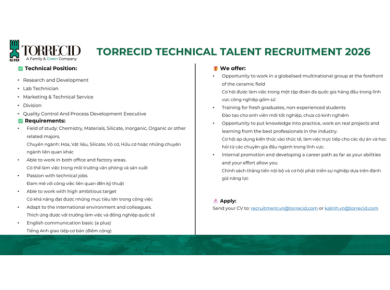  THÔNG TIN TUYỂN DỤNG Công ty TNHH Torrecid Việt Nam